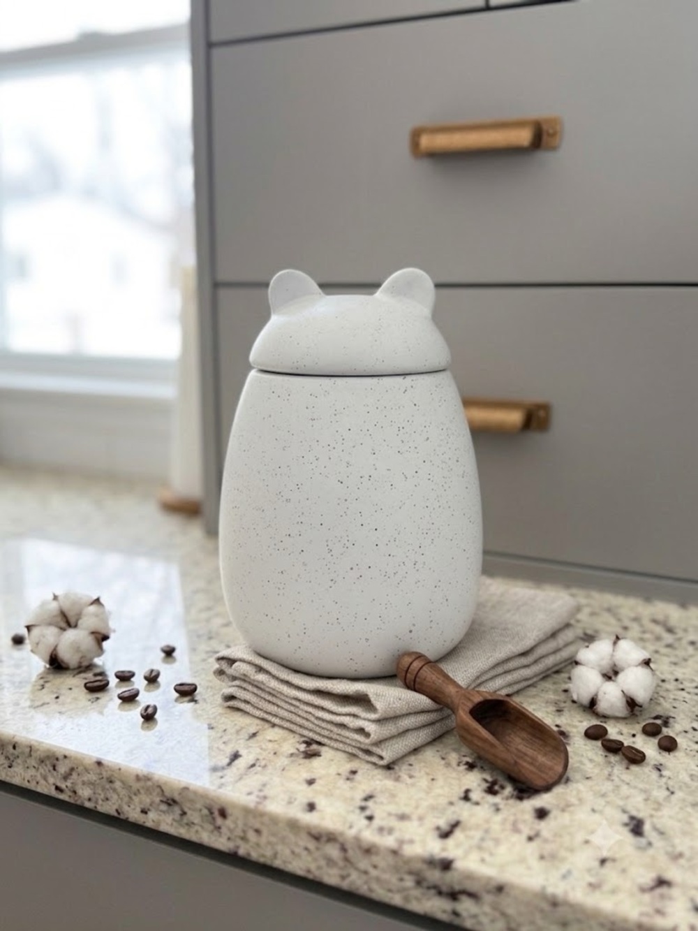🆕 The West Elm Modern White Bear Ear Cookie Jar